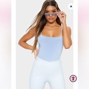 New with Tags PLT Light Blue Straight Neck Cami Bodysuit